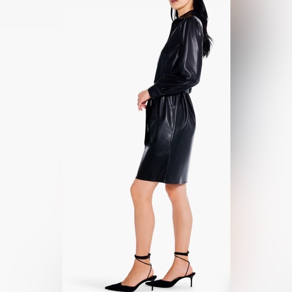 NWT Nic+Zoe Womens Black Faux Leather Knee Length Shirtdress Size Large and XL - Picture 3 of 11